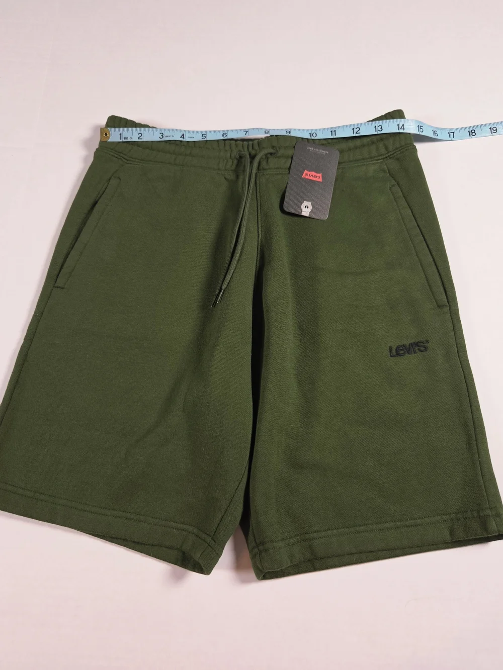 Levis Men's S Olive Green Athletic Shorts Drawstring  Cotton Blend With Pockets